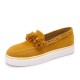 Women Suede Flower Comfy Lining Simple Solid Casual Loafers Shoes