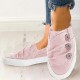 Women Casual Buckle Decoration Comfortable Canvas Slip-on Loafers