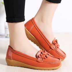 Women Bowknot Stitching Decor Comfy Slip Resistant Casual Loafers