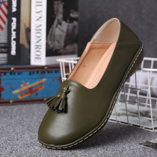 Women Tassel Solid Color Casual Casal Comfy Flats