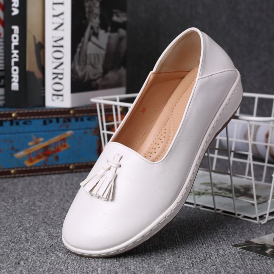 Women Tassel Solid Color Casual Casal Comfy Flats