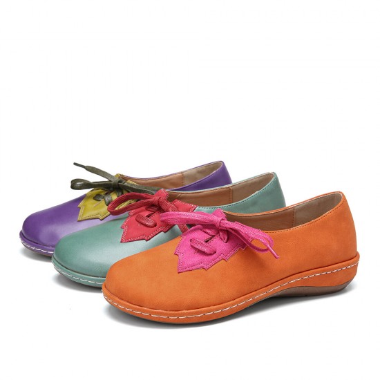 Women leaf Splicing Decor Comfy Non Slip Casual Flats