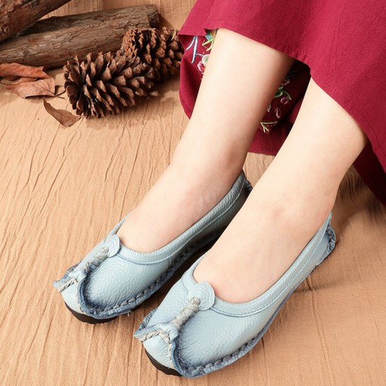 Women Folkways Stricing Comfy Breathable Casual Leather Loafers