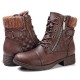 Large Size Women Casual Soft Comfy Warm Lined Patchwork Wool Side-zip Combat Boots