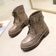 Women Casual Solid Color Buckle Lace Up Platform Short Combat Boots