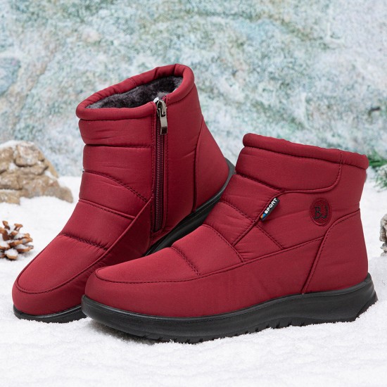 Women Warm Lined Pull On Plus Velvet Ankle Snow Boots