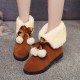 Women Solid Color Casual Elegant Pompom Bowknot Warm Fluff Flanging Snow Boots