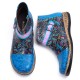 Folkways Pattern Genuine Leather Splicing Comfy Flat Ankle Boots