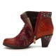 Women Casual Floral Splicing Pattern Warm Lined Zip Up Cone Heel Ankle Boot