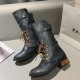 Women Large Size Knotted Side-zip Elegant Casual Leather Riding Boots