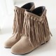 Plus Size Women Casual Suede Tassel Increased Heel Short Boots