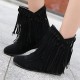 Plus Size Women Casual Suede Tassel Increased Heel Short Boots