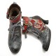 Embossed Splicing Tribal Pattern Buckle Deco Lace-up Zipper Warm Lined Ankle Boots