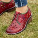 Genuine Leather Retro Comfy Breathable Hollow Lace-up Low Heel Oxfords Shoes