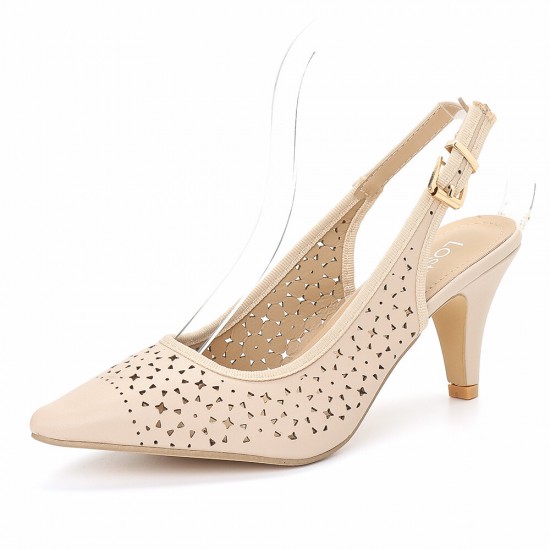 Women Hollow Out Pointed Toe Slingback Elegant Office Pumps