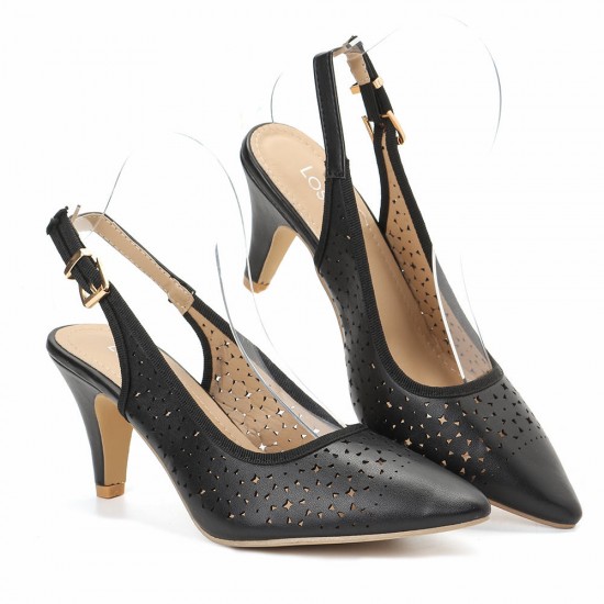 Women Hollow Out Pointed Toe Slingback Elegant Office Pumps