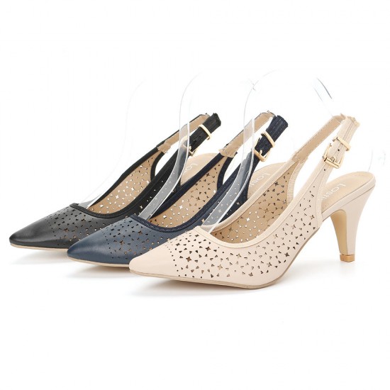 Women Hollow Out Pointed Toe Slingback Elegant Office Pumps